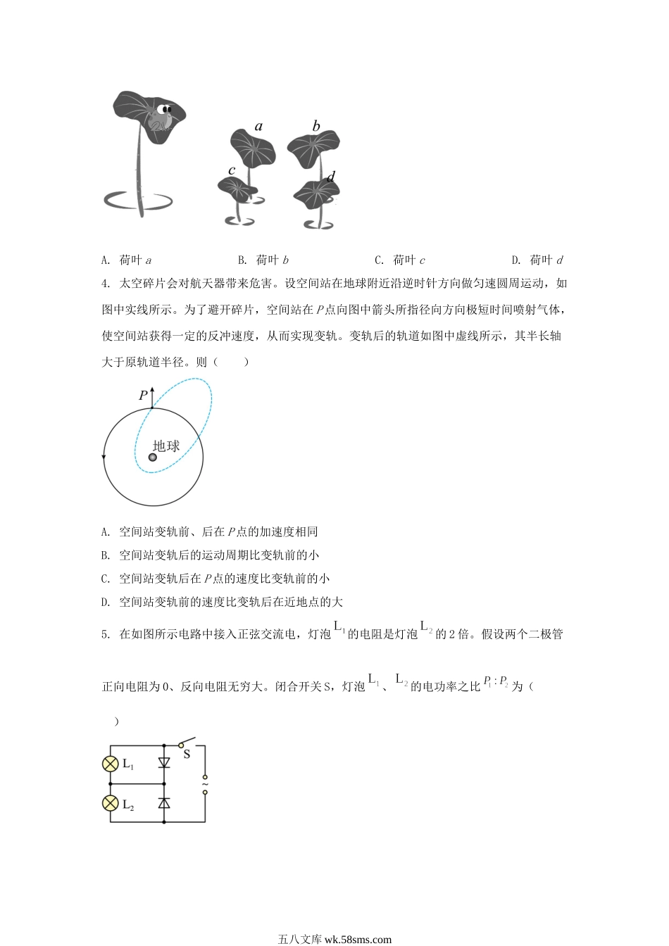 2024年湖北学考选择性考试物理真题及答案.doc_第2页