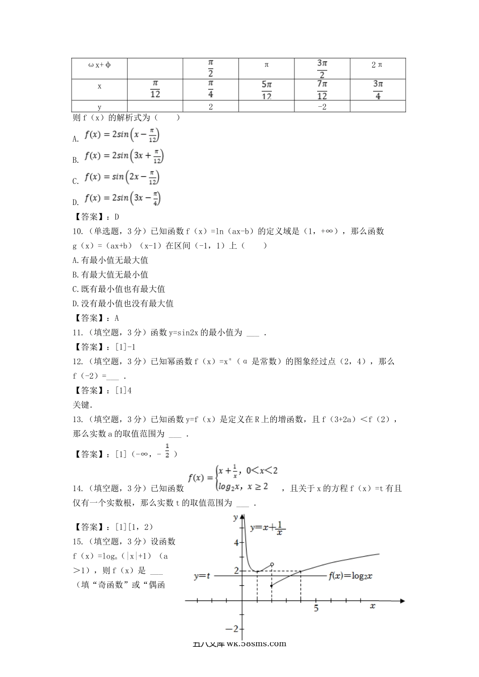 2022-2023年北京东城高一数学上学期期末试卷及答案.doc_第3页