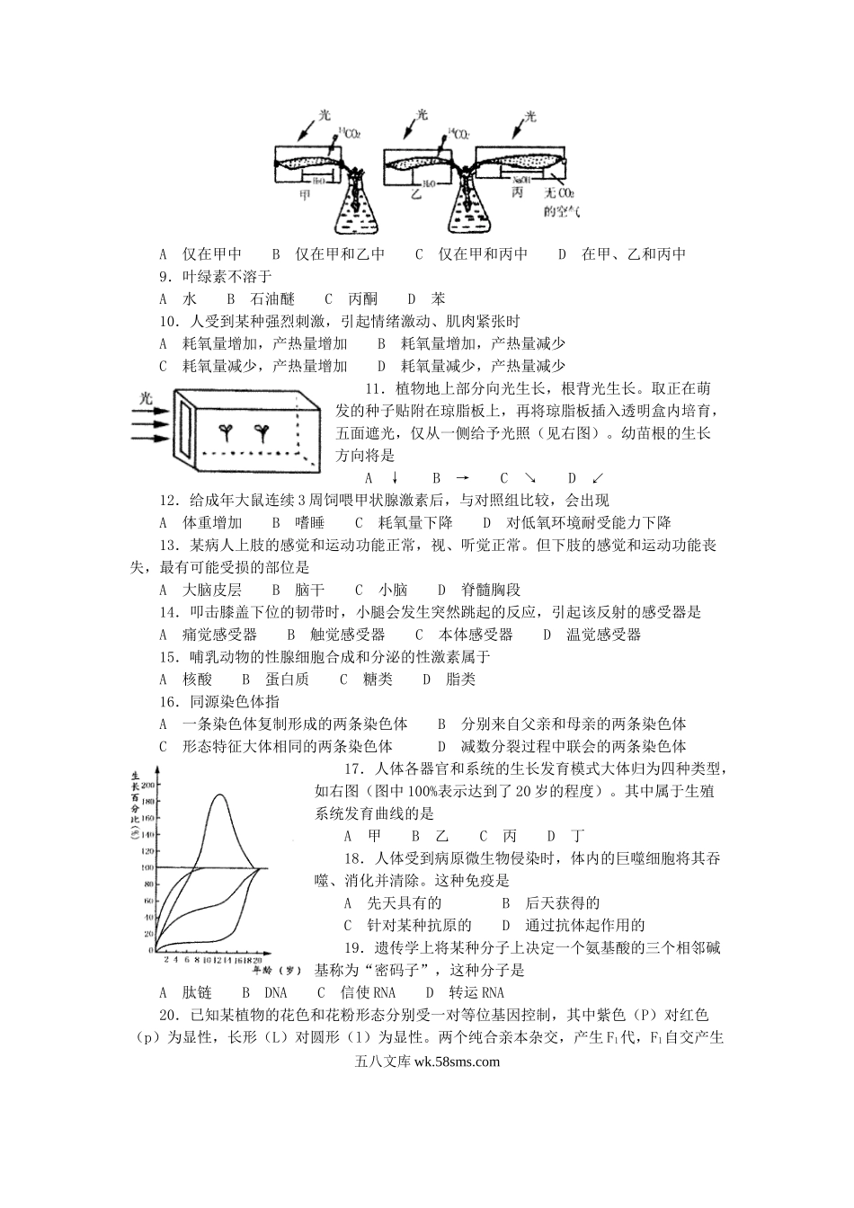 2002年河南高考生物真题及答案.doc_第2页