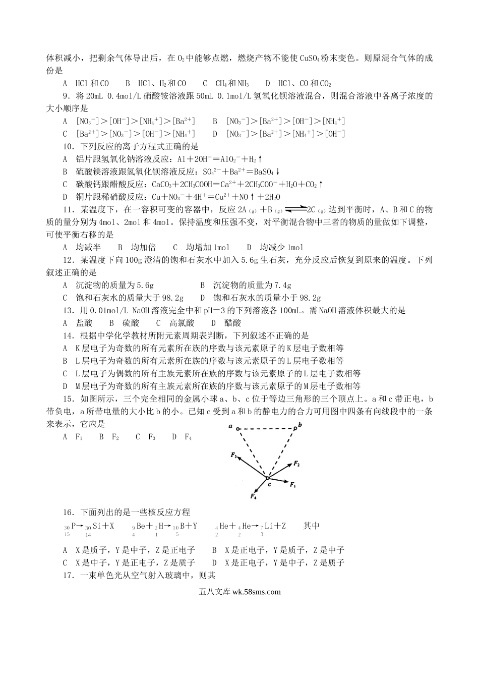 2003年湖南高考理综真题及答案.doc_第2页