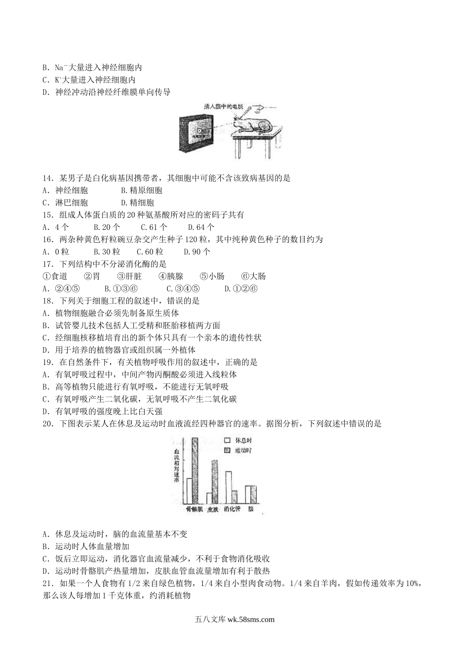 2004年上海高考生物真题及答案.doc_第2页