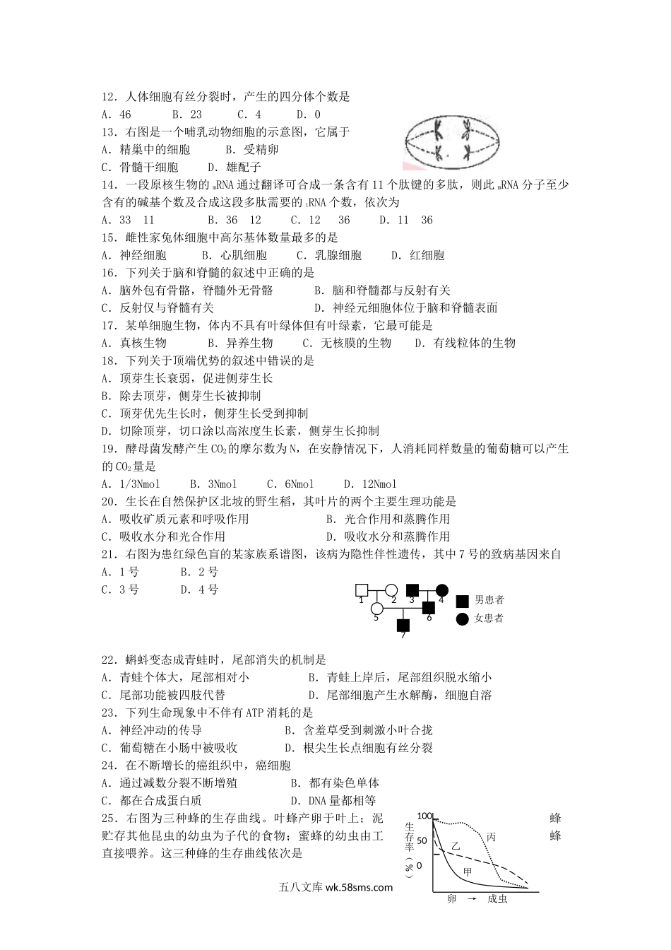 2005年上海高考生物真题及答案.doc_第2页