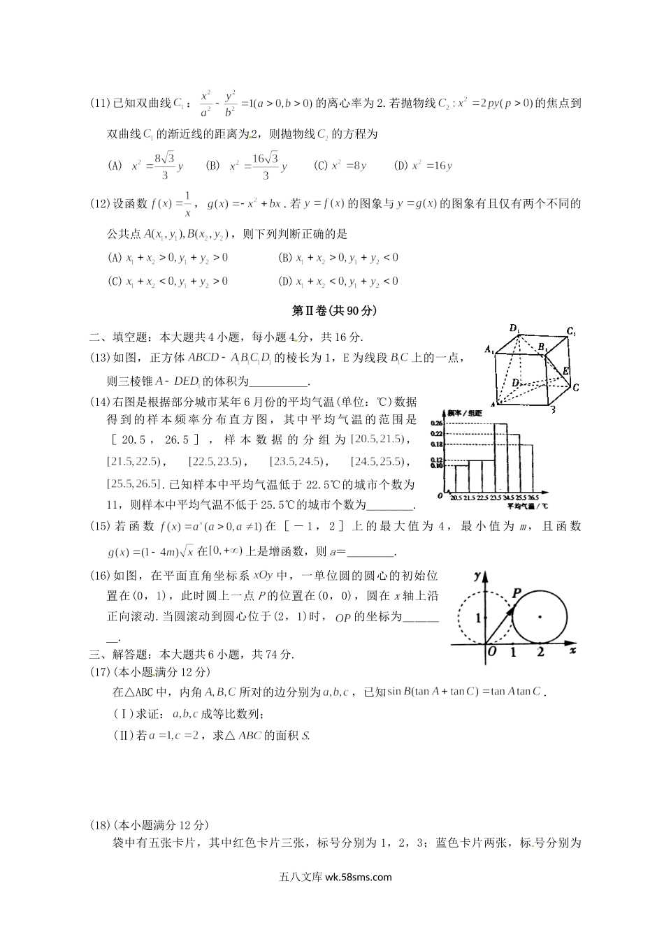 2012年山东高考文科数学试题及答案.doc_第2页