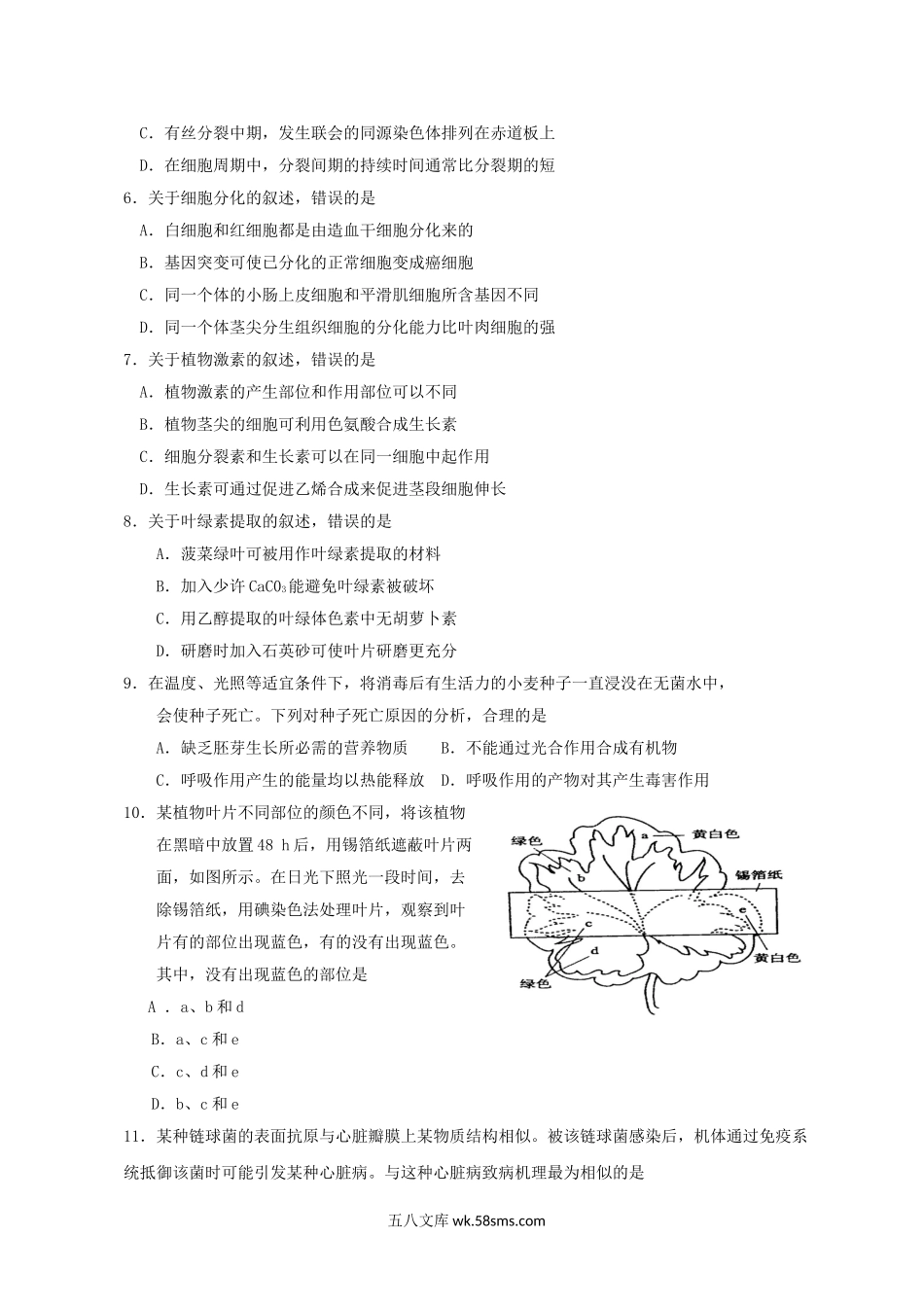 2013年海南高考生物试题及答案.doc_第2页