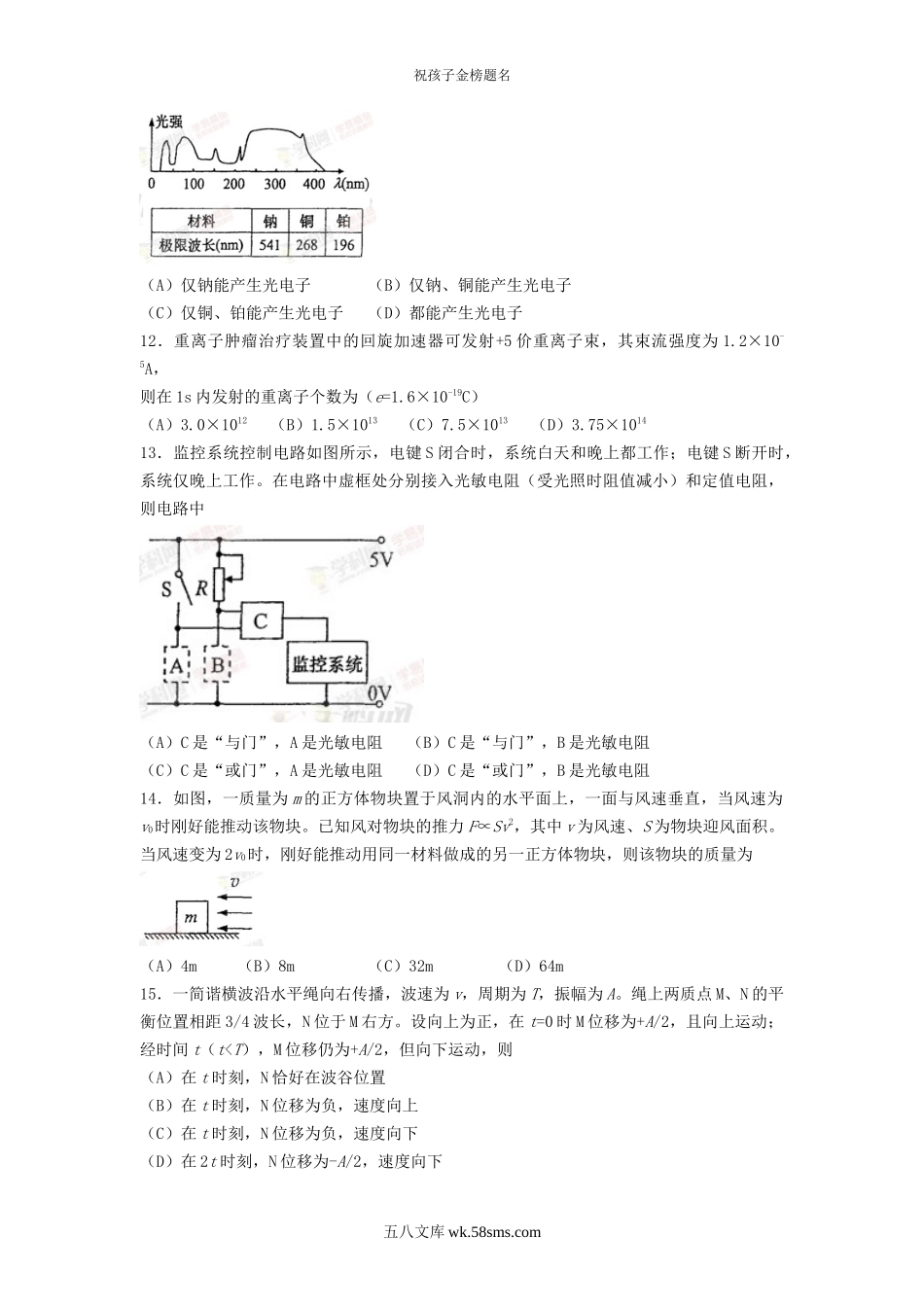 2015上海高考物理真题及答案.doc_第3页