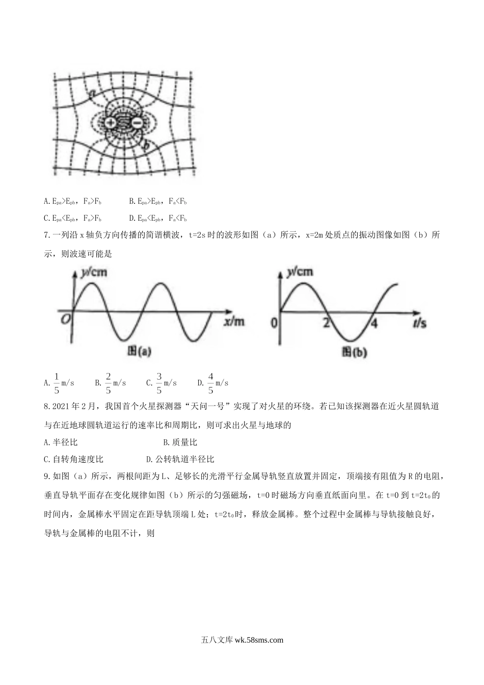 2021年辽宁普通高中学业水平选择性考试物理真题及答案.doc_第3页