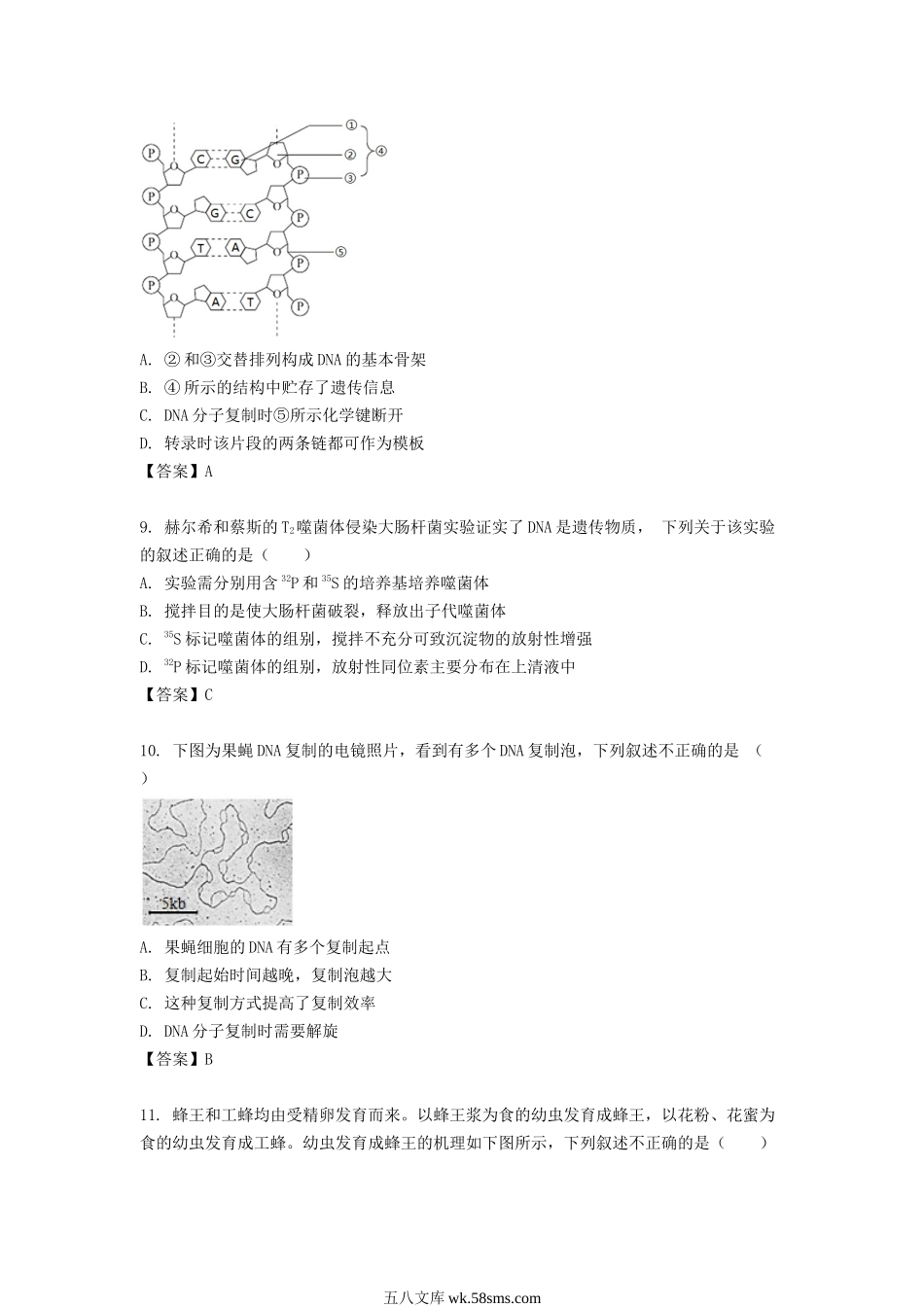 2020-2021年北京市延庆区高二生物下学期期末试题及答案.doc_第3页