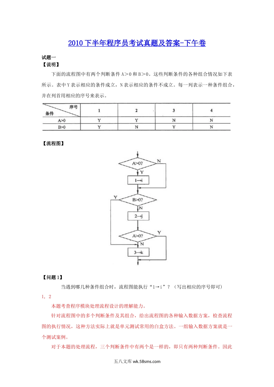 2010下半年程序员考试真题及答案-下午卷.doc_第1页