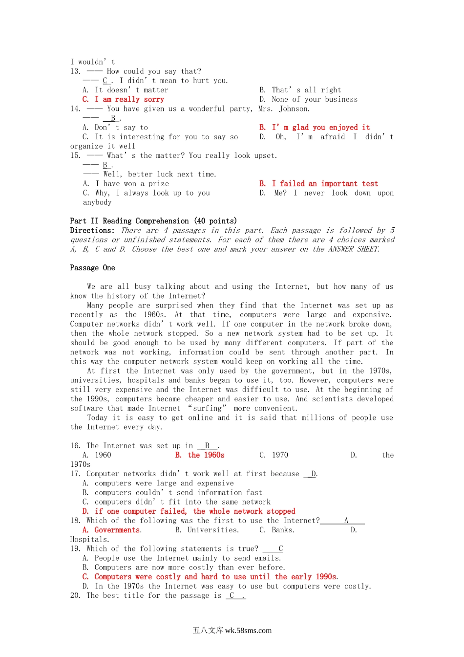 2012年11月湖南成人学士学位英语真题及答案.doc_第2页