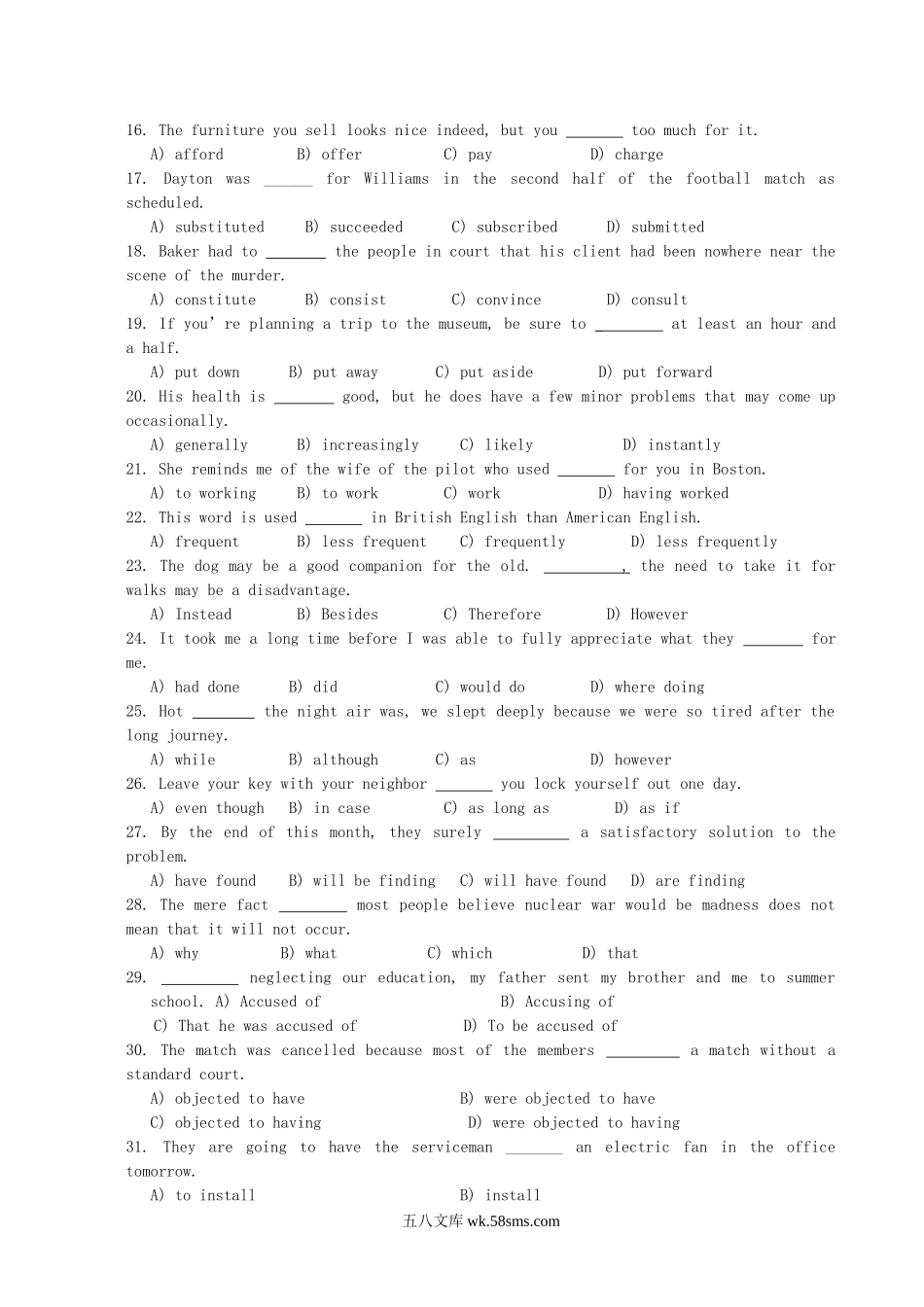 2015年四川成人学士学位英语考试真题.doc_第2页