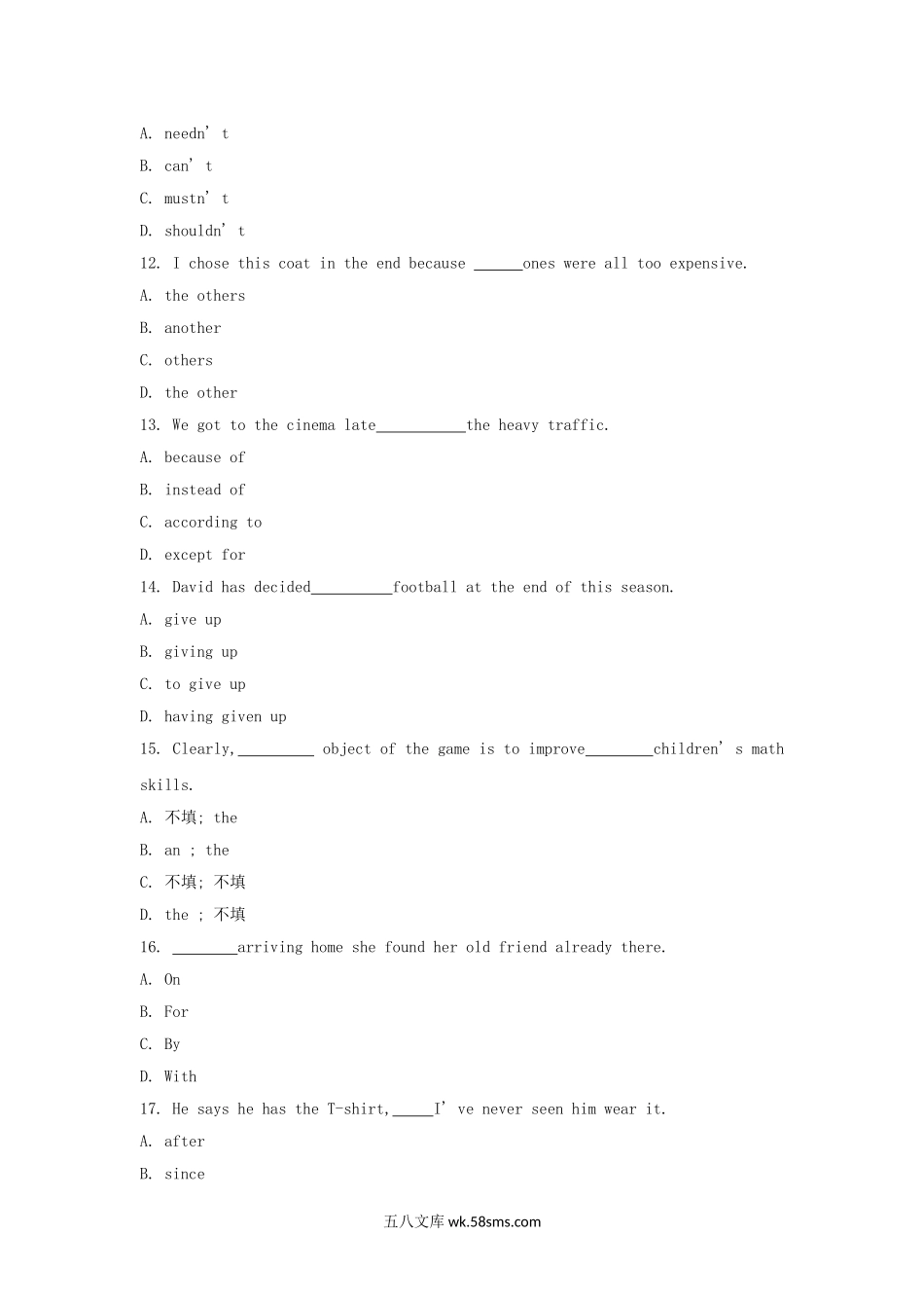 2019年北京成人高考高起点英语试题及答案.doc_第2页