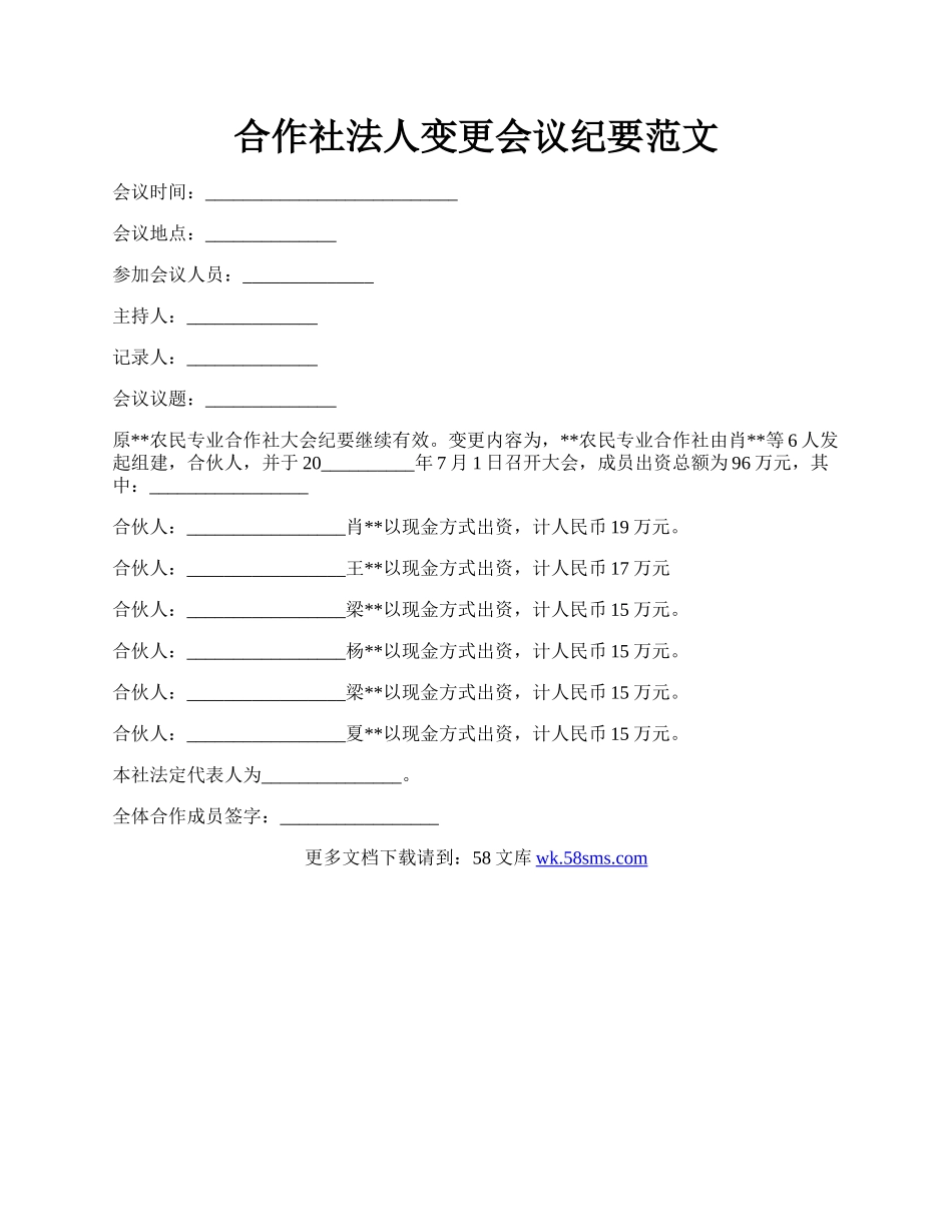 合作社法人变更会议纪要范文.docx_第1页