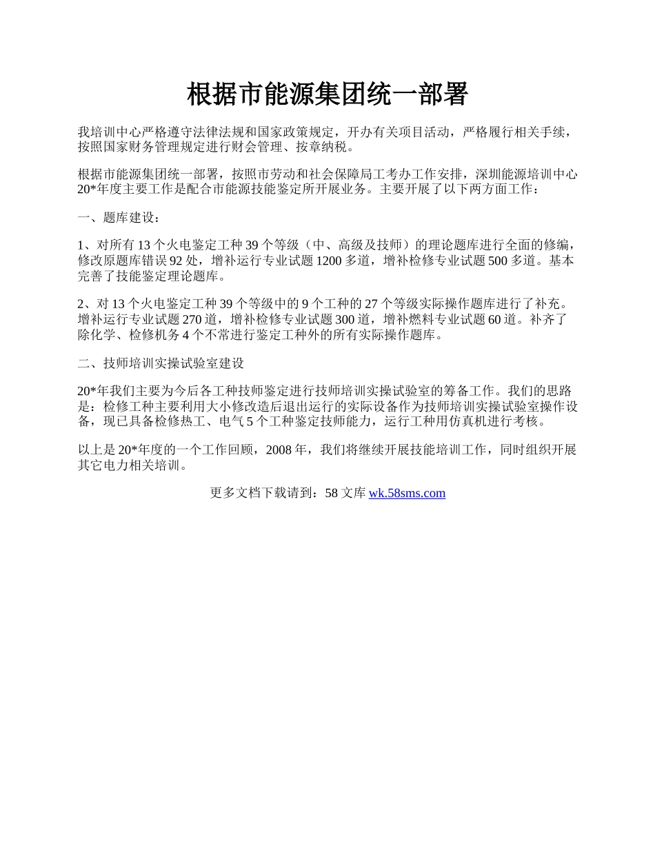 根据市能源集团统一部署.docx_第1页