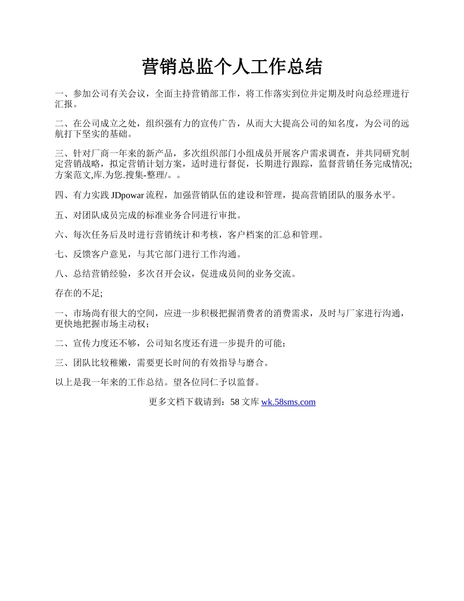 营销总监个人工作总结.docx_第1页