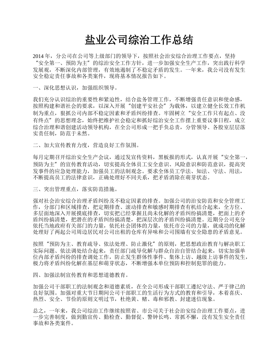 盐业公司综治工作总结.docx_第1页