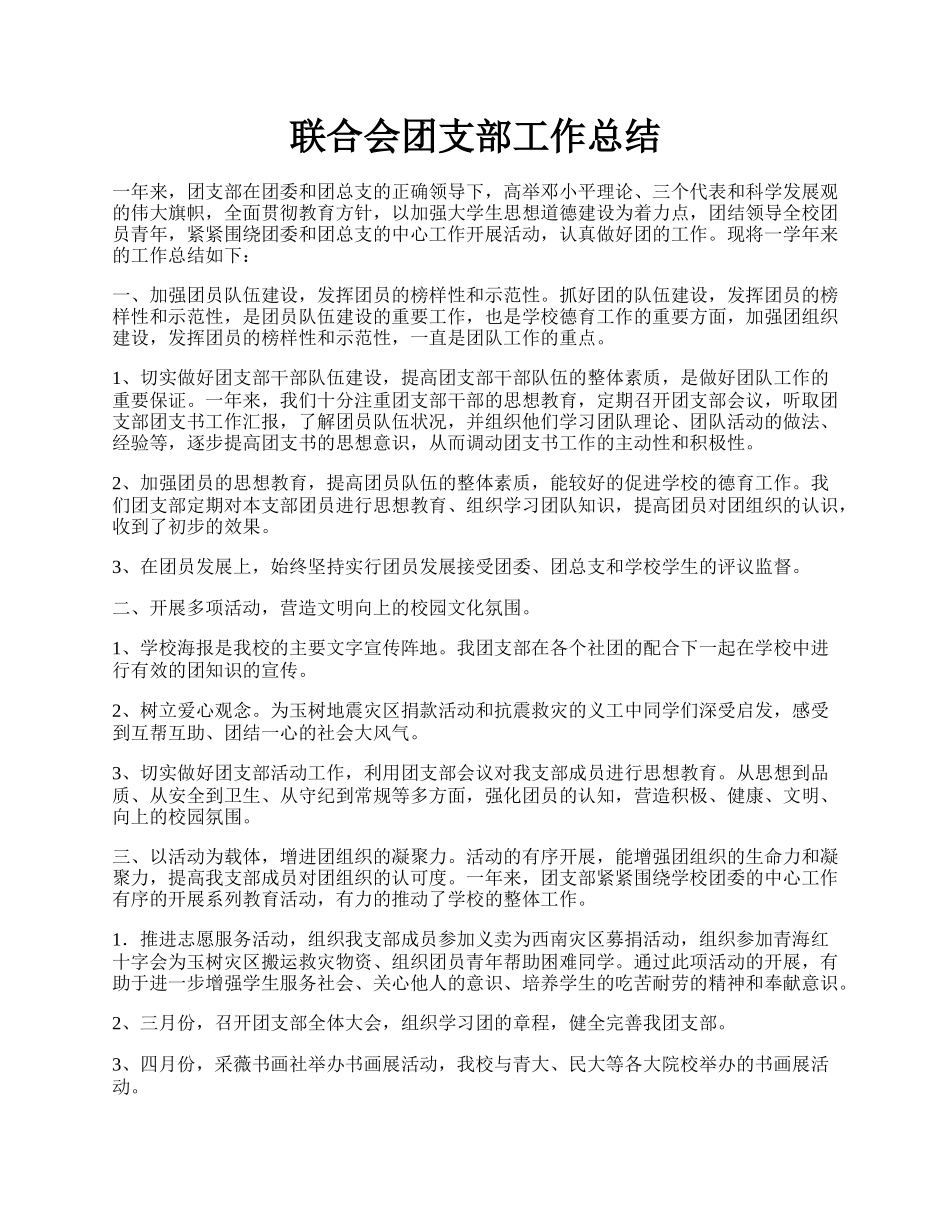 联合会团支部工作总结.docx_第1页