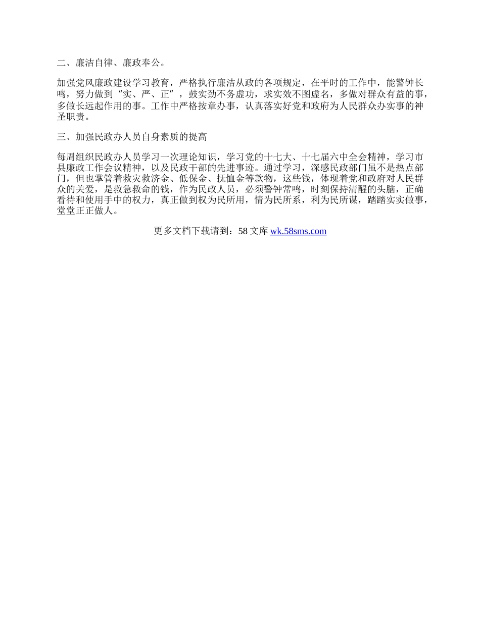 民政办廉政工作总结.docx_第2页