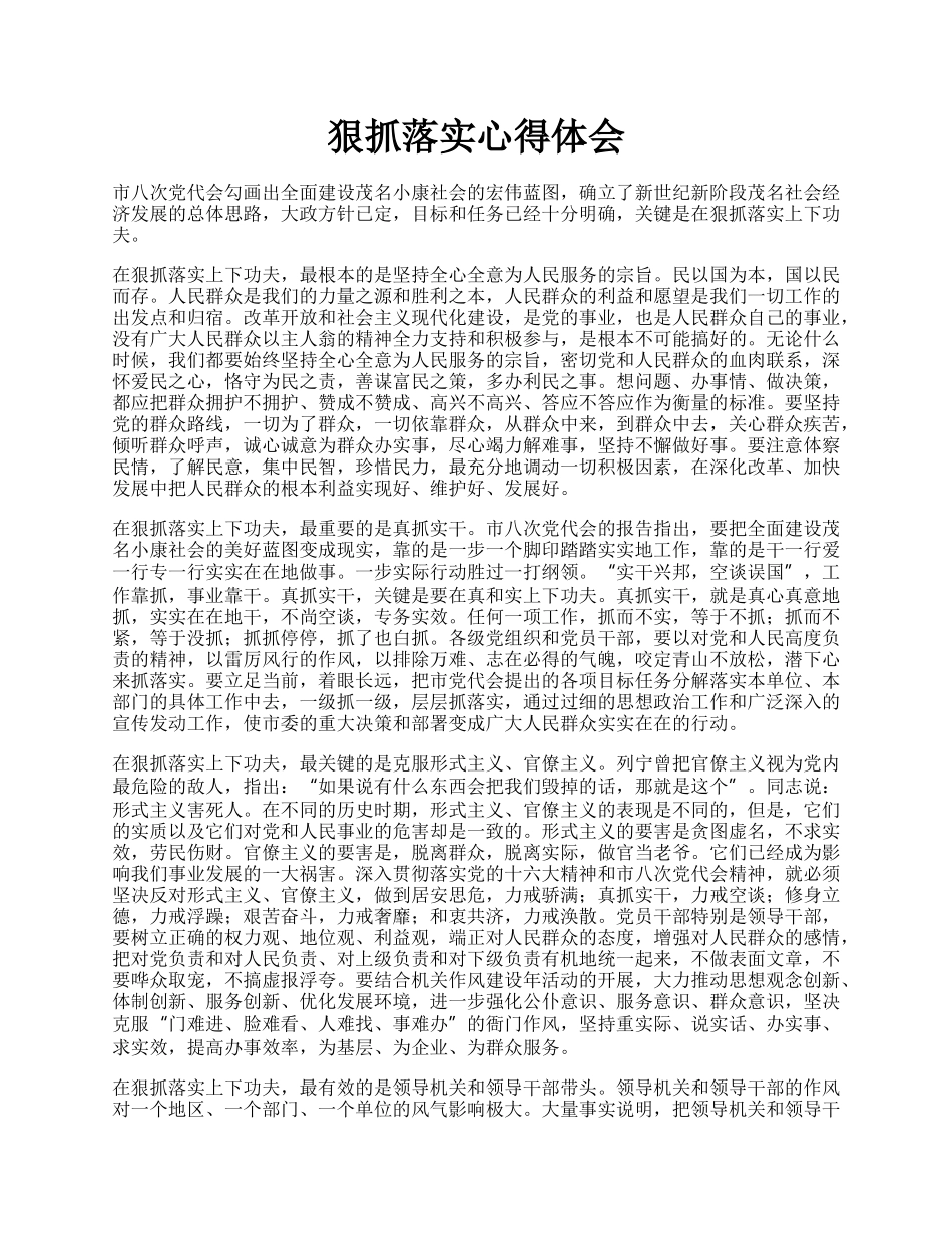 狠抓落实心得体会.docx_第1页