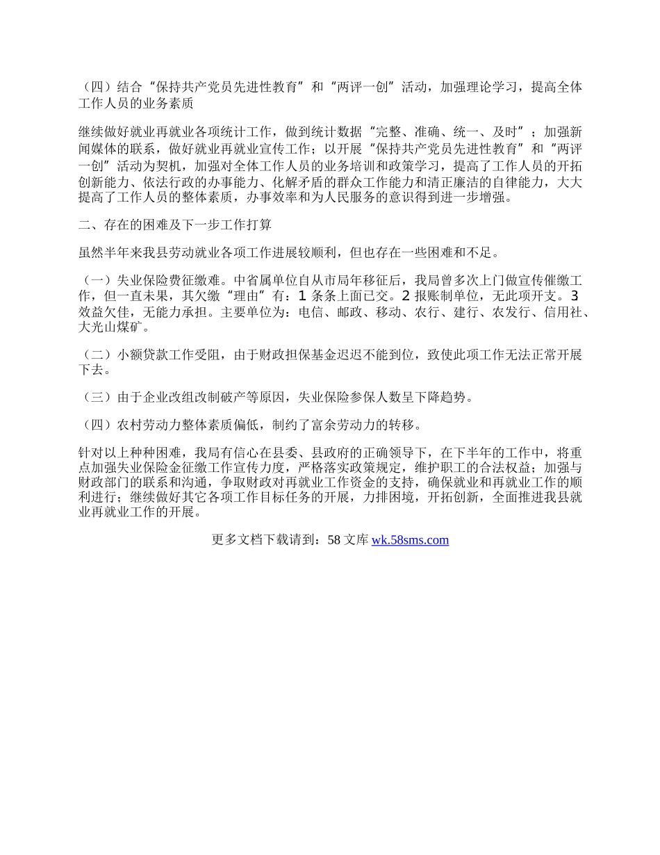 劳动就业服务管理局半年工作总结.docx_第2页