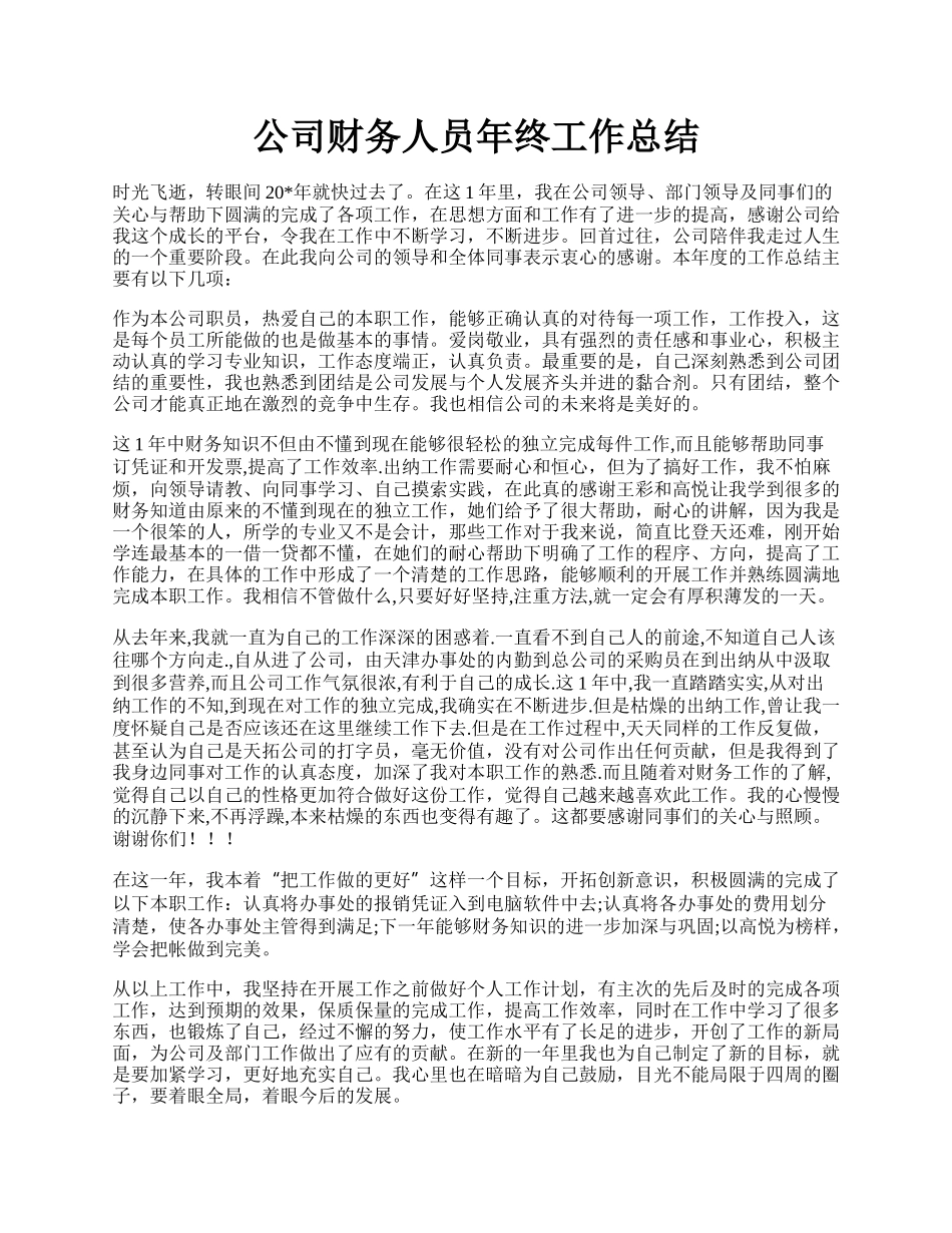 公司财务人员年终工作总结.docx_第1页