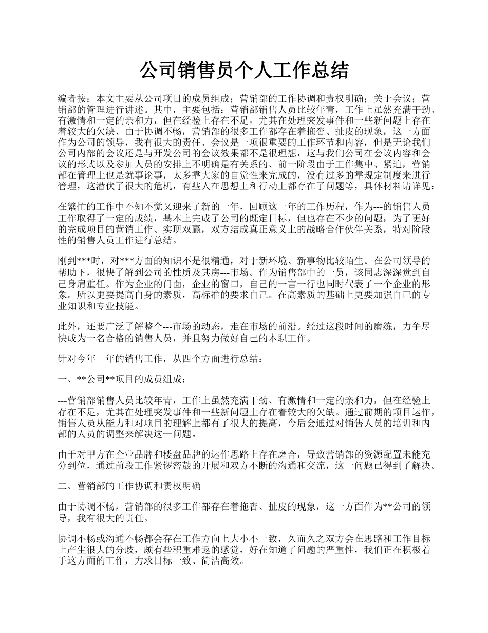 公司销售员个人工作总结.docx_第1页