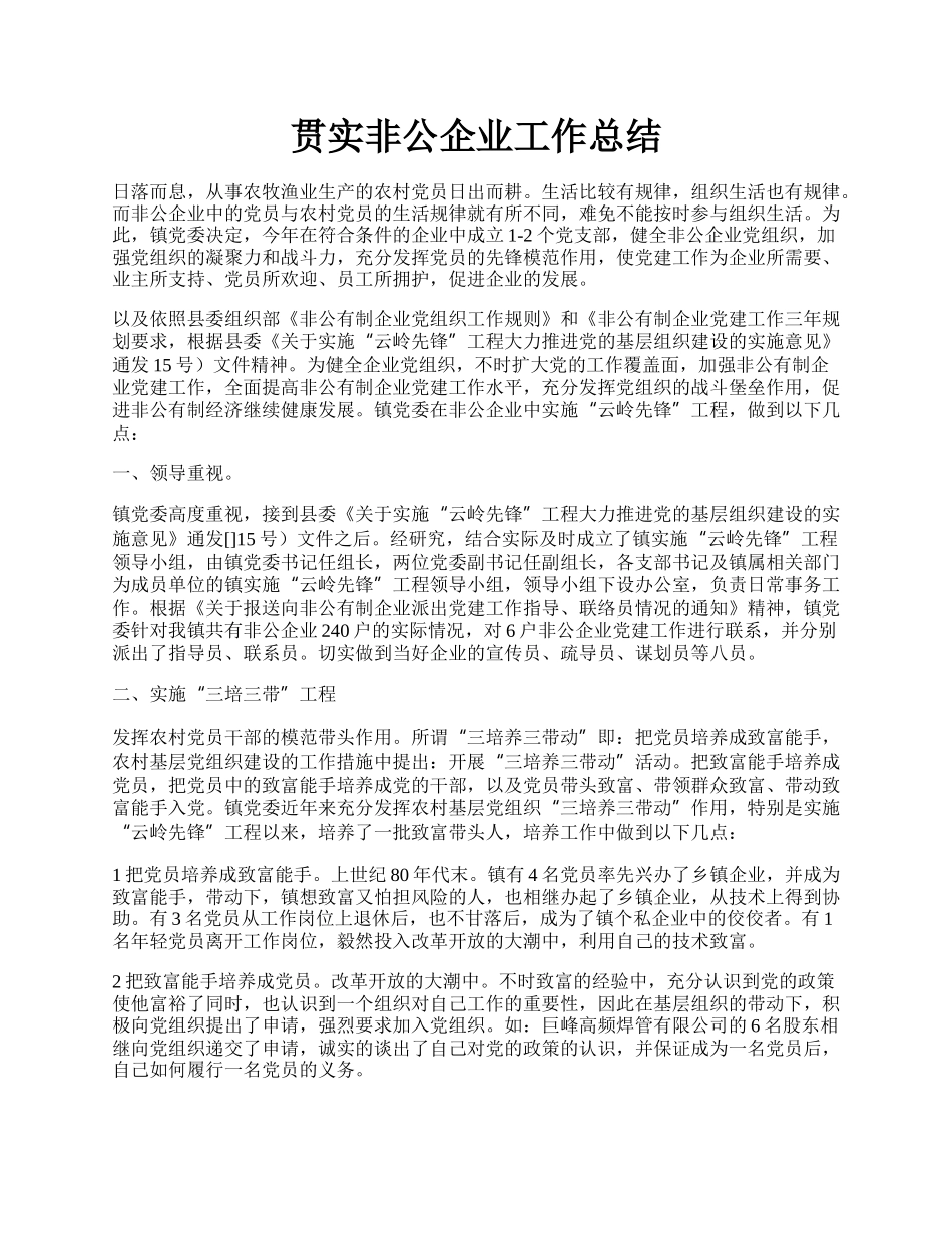 贯实非公企业工作总结.docx_第1页