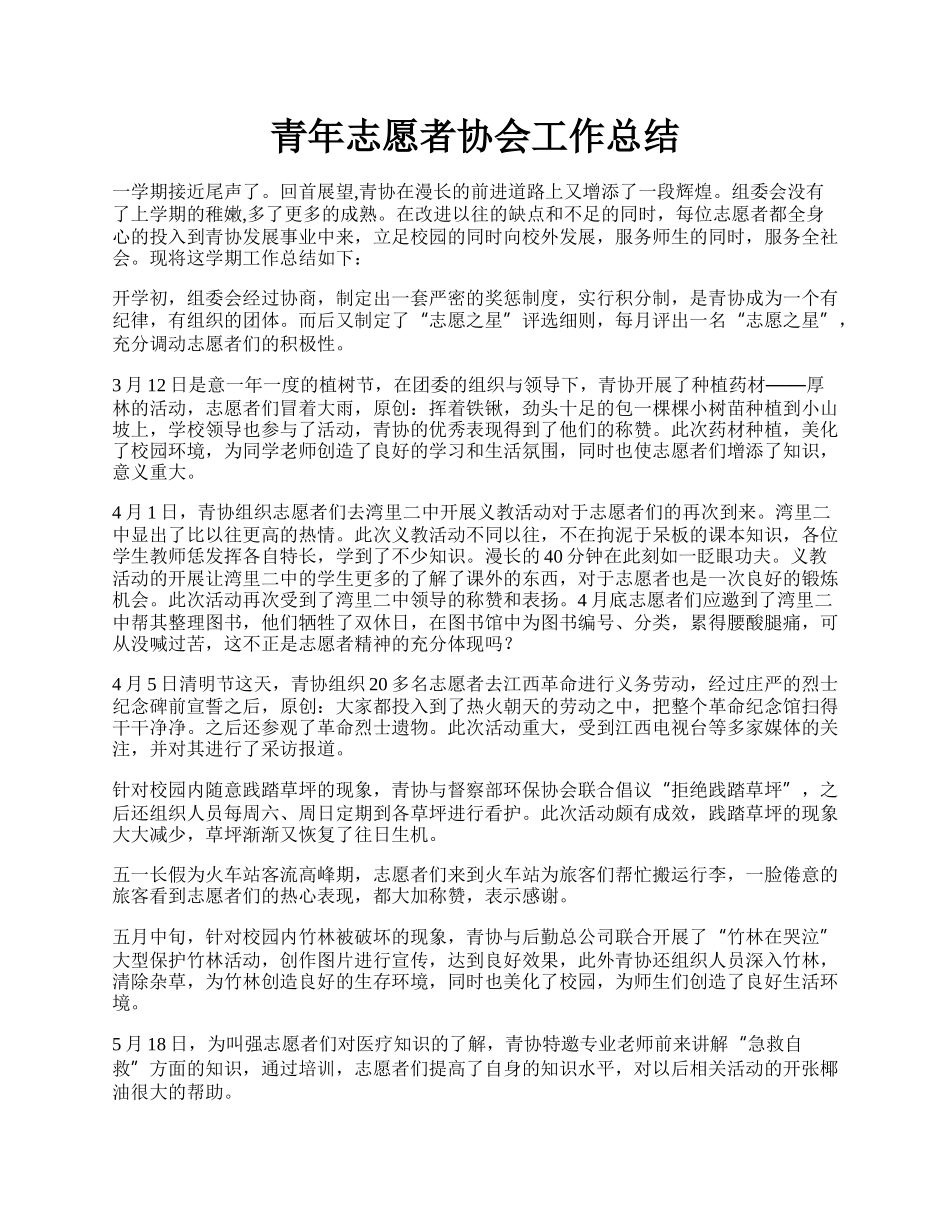 青年志愿者协会工作总结.docx_第1页