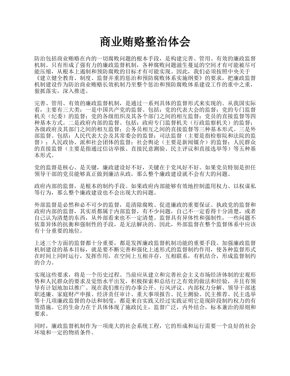 商业贿赂整治体会.docx_第1页