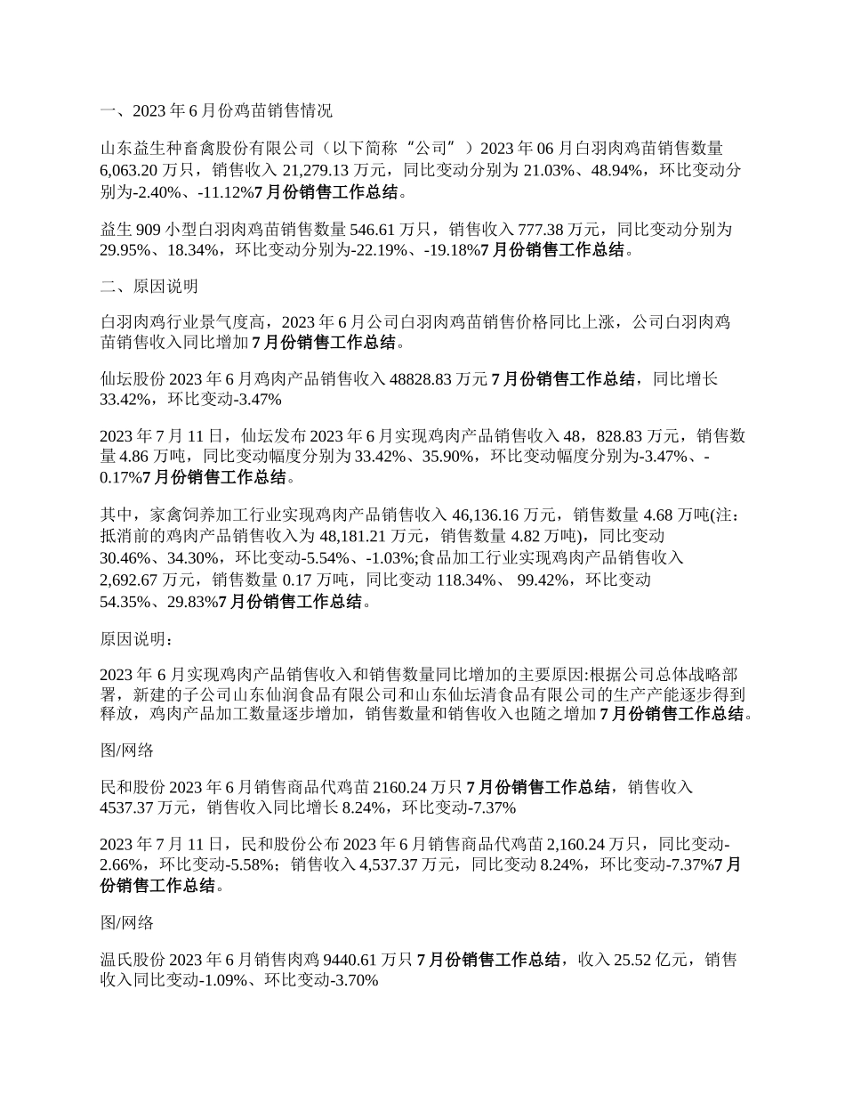 7家上市公司发布6月份肉鸡销售数据，圣农实现环比、同比双增长.docx_第2页