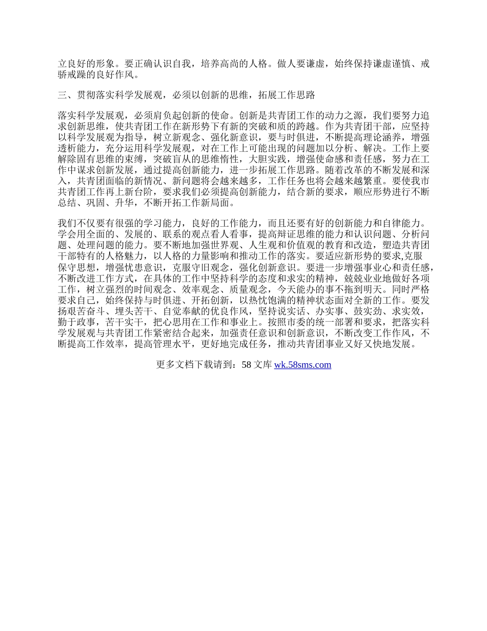 共青团科学发展观学习专题心得体会.docx_第2页