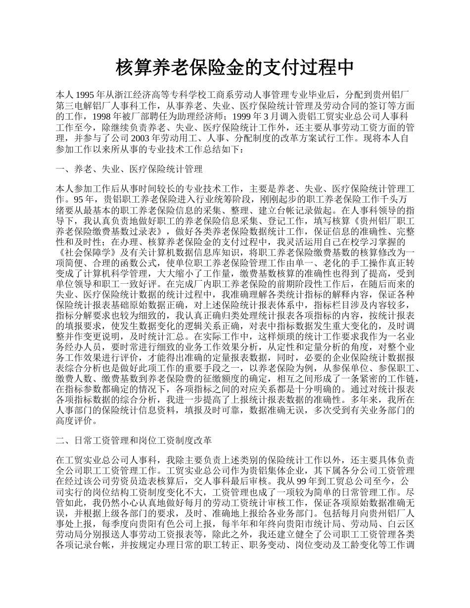 核算养老保险金的支付过程中.docx_第1页