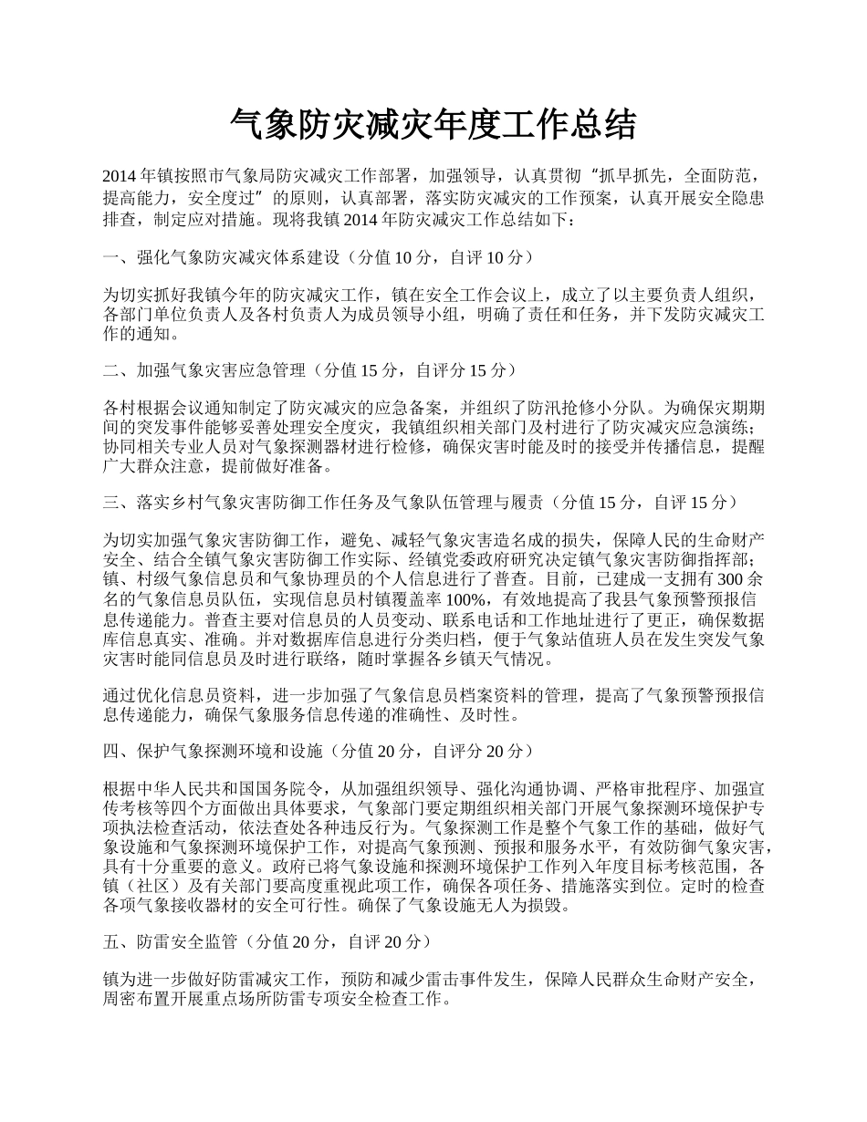 气象防灾减灾年度工作总结.docx_第1页