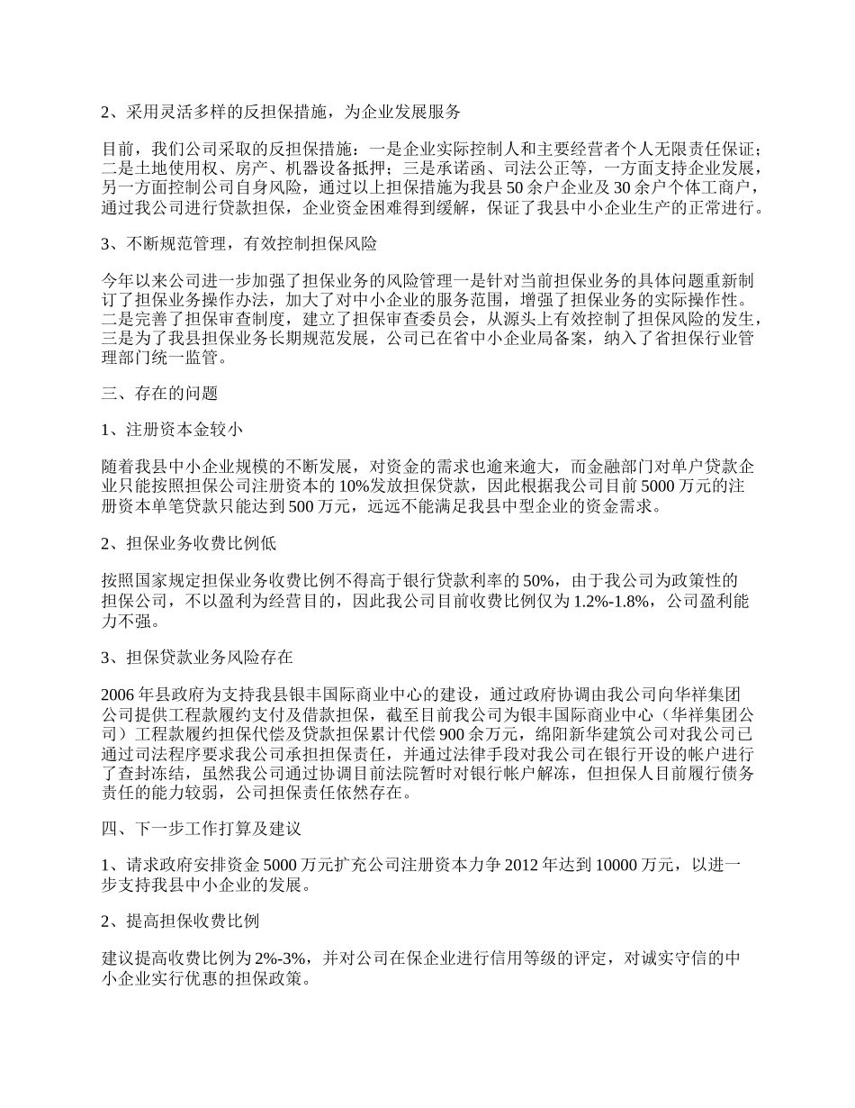 诚信融资担保公司年工作总结.docx_第2页