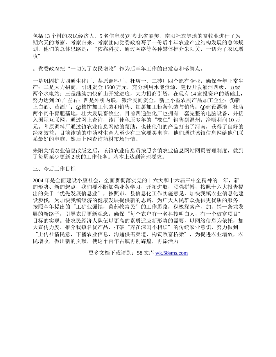 镇农业信息半年工作总结.docx_第2页