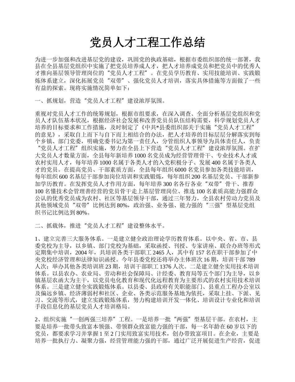 党员人才工程工作总结.docx_第1页