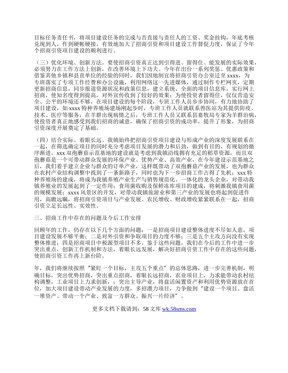 某镇某年招商引资工作总结.docx_第2页