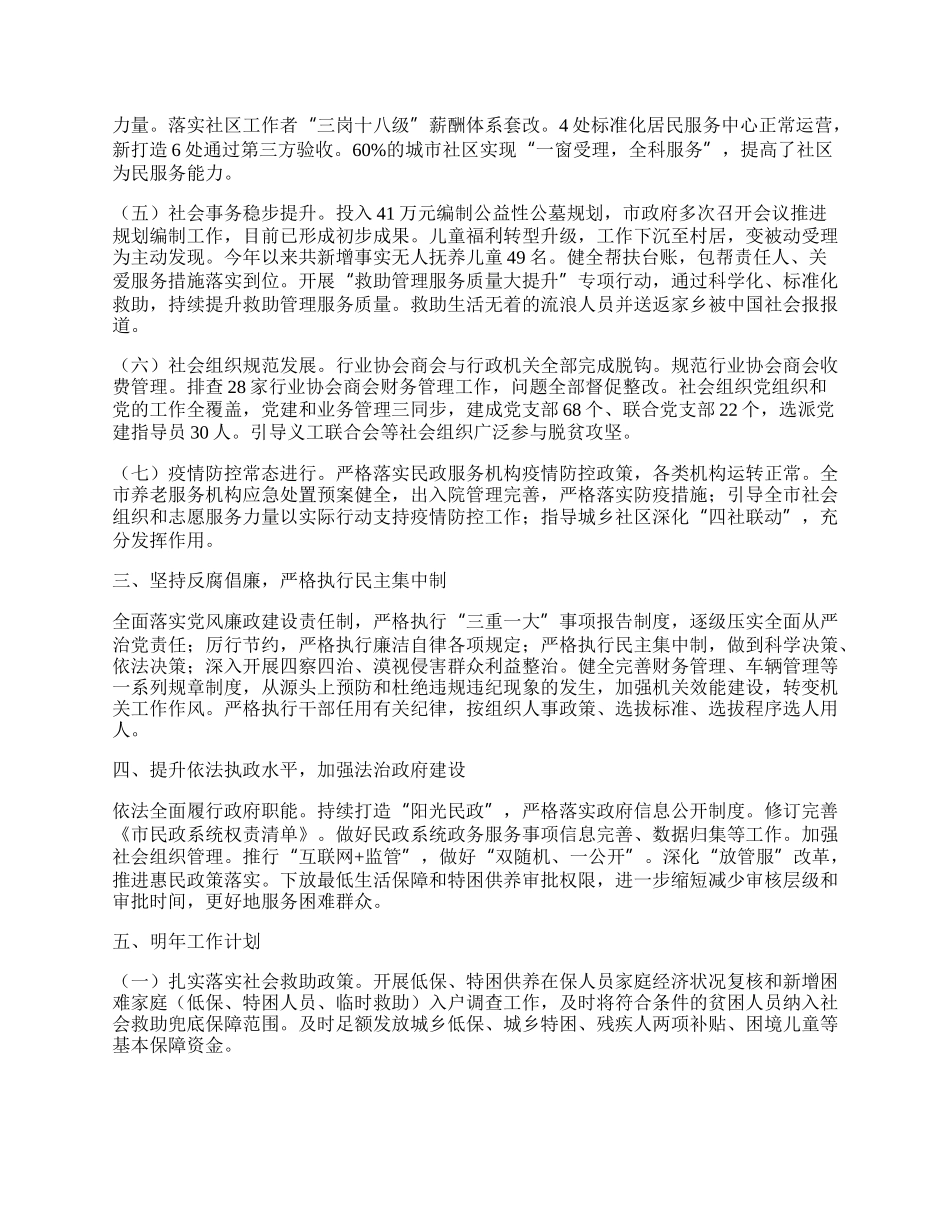 民政局工作总结和年工作计划.docx_第2页