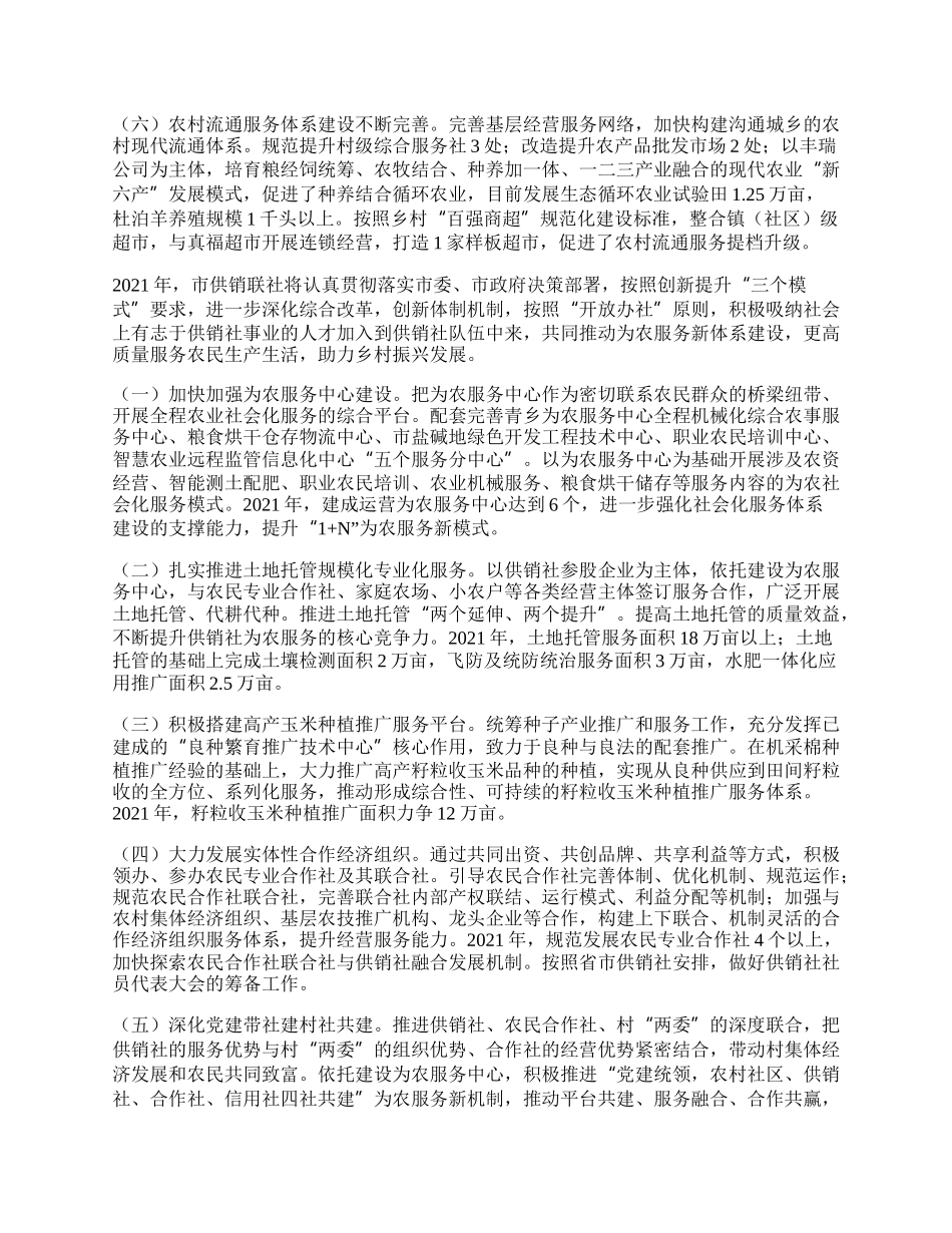 供销联社工作总结及工作计划.docx_第2页