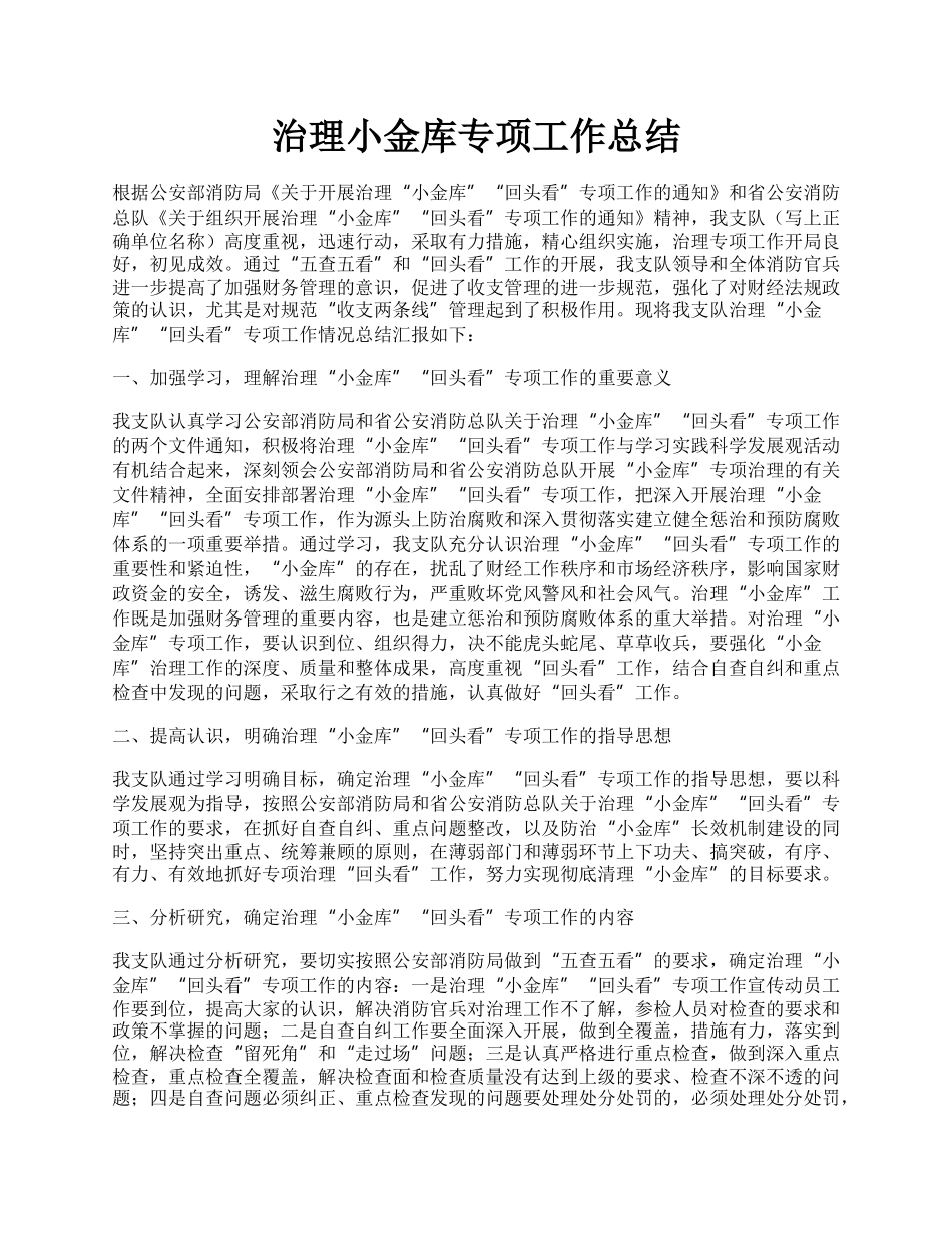 治理小金库专项工作总结.docx_第1页