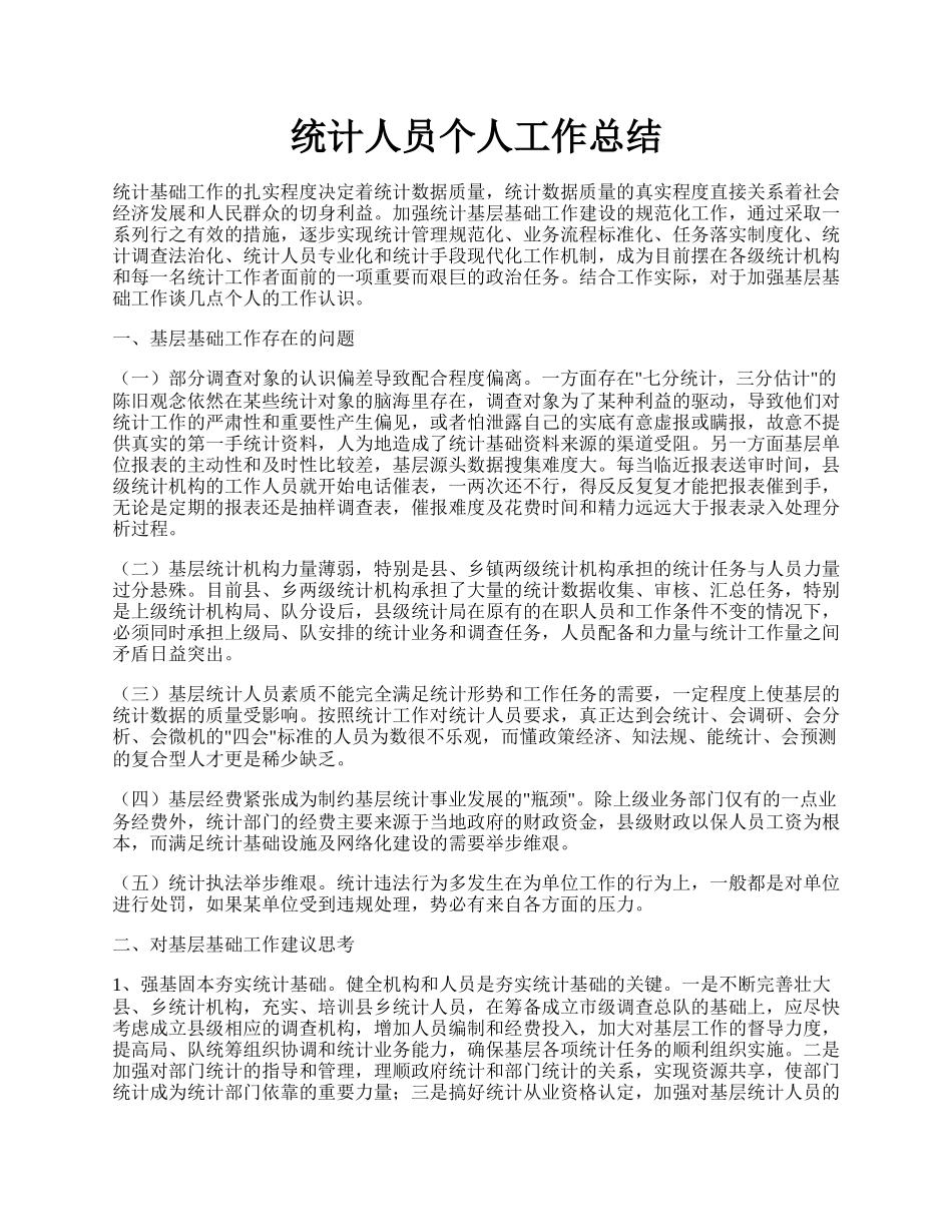 统计人员个人工作总结.docx_第1页