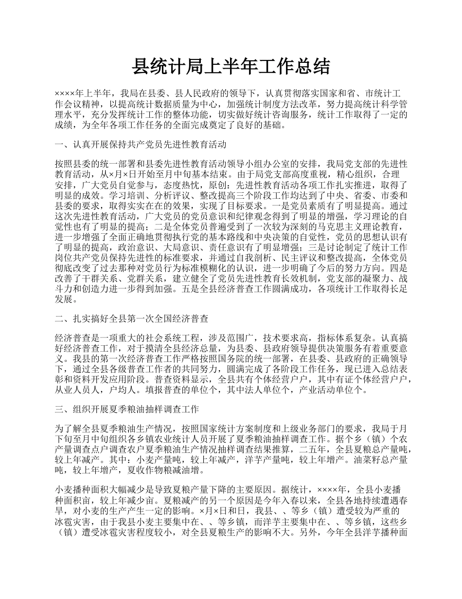 县统计局上半年工作总结.docx_第1页