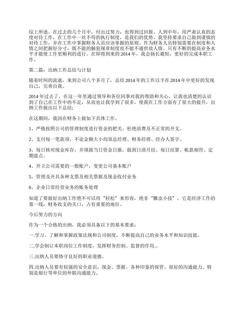 出纳工作总结与计划.docx_第2页