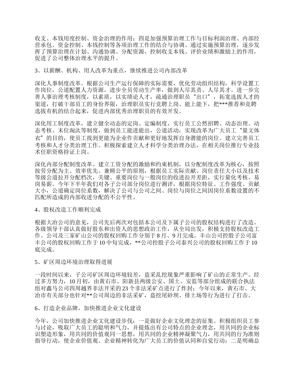 矿业公司工作总结.docx_第2页