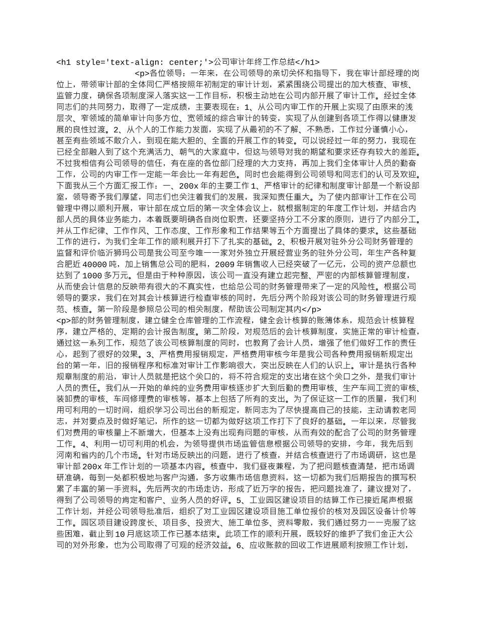 公司审计年终工作总结.docx_第1页