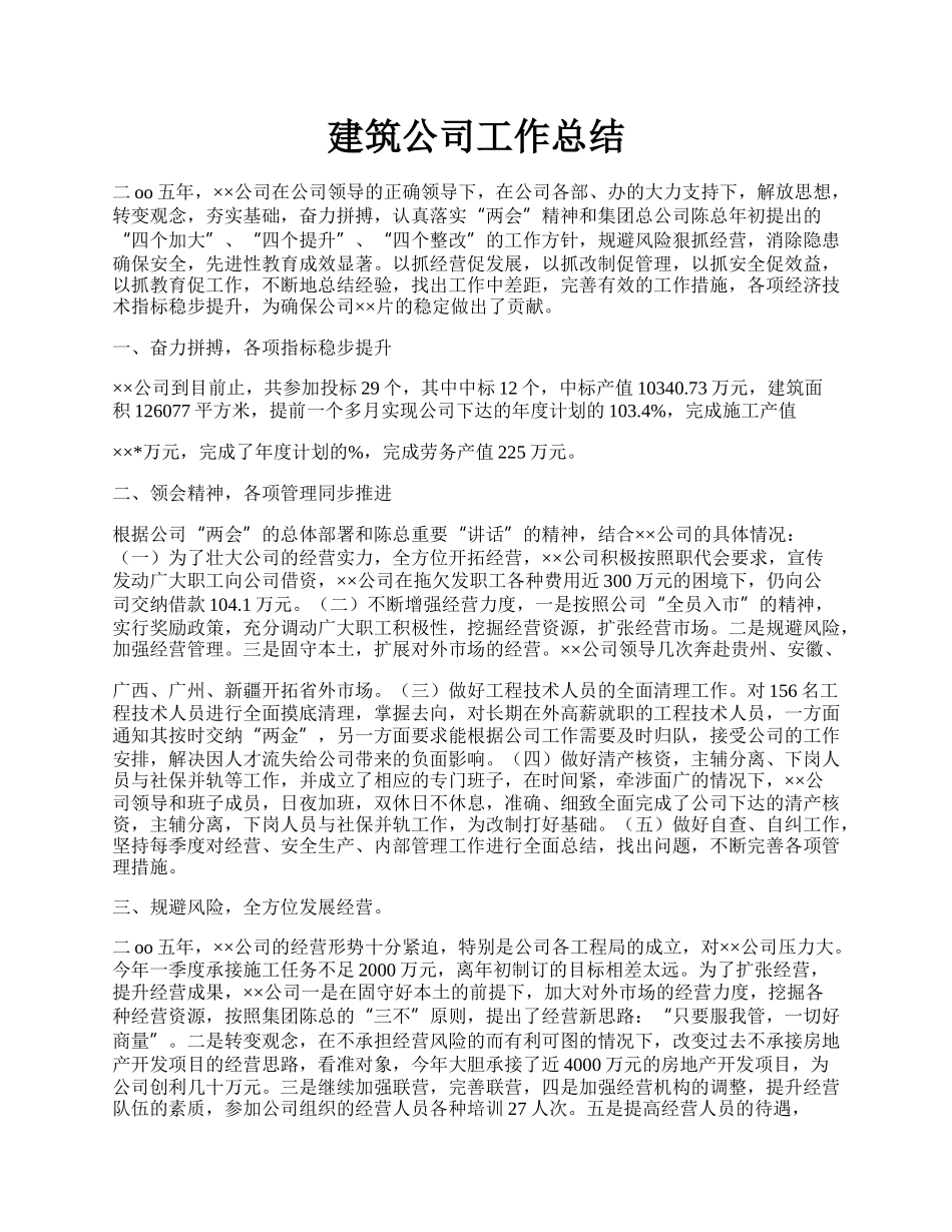 建筑公司工作总结.docx_第1页