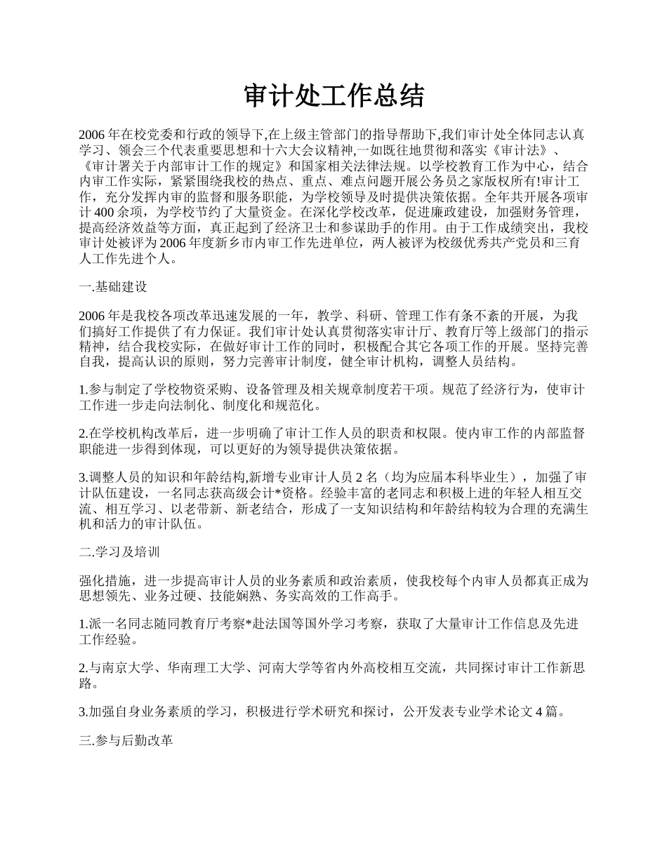 审计处工作总结.docx_第1页