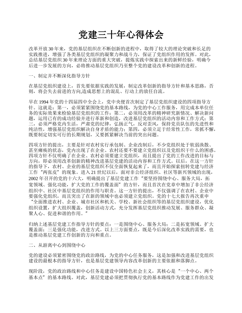 党建三十年心得体会.docx_第1页