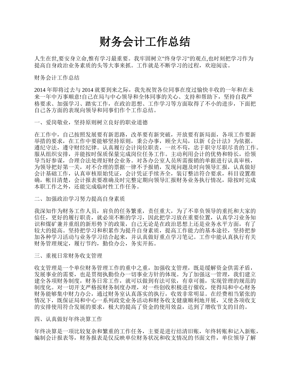 财务会计工作总结.docx_第1页