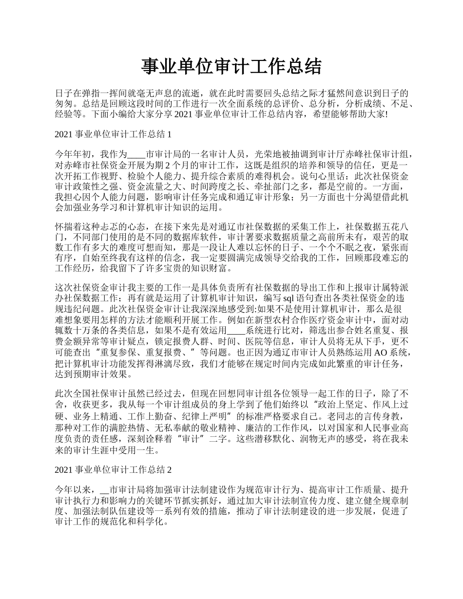 事业单位审计工作总结.docx_第1页