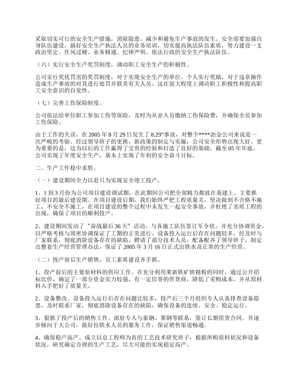 冶金有限公司工作总结.docx_第2页